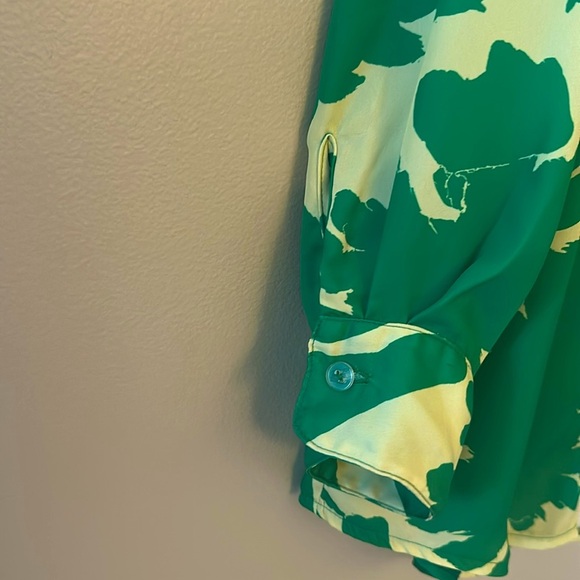 RESA x JoJo Monica Blouse Top Rico Green & Yellow Leaf Print Size XS/S Oversized - Picture 6 of 9